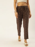 De Moza Women Printed Straight Pant Grey