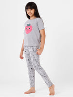 Kids – Girls Printed Pyjama Set Grey Melange