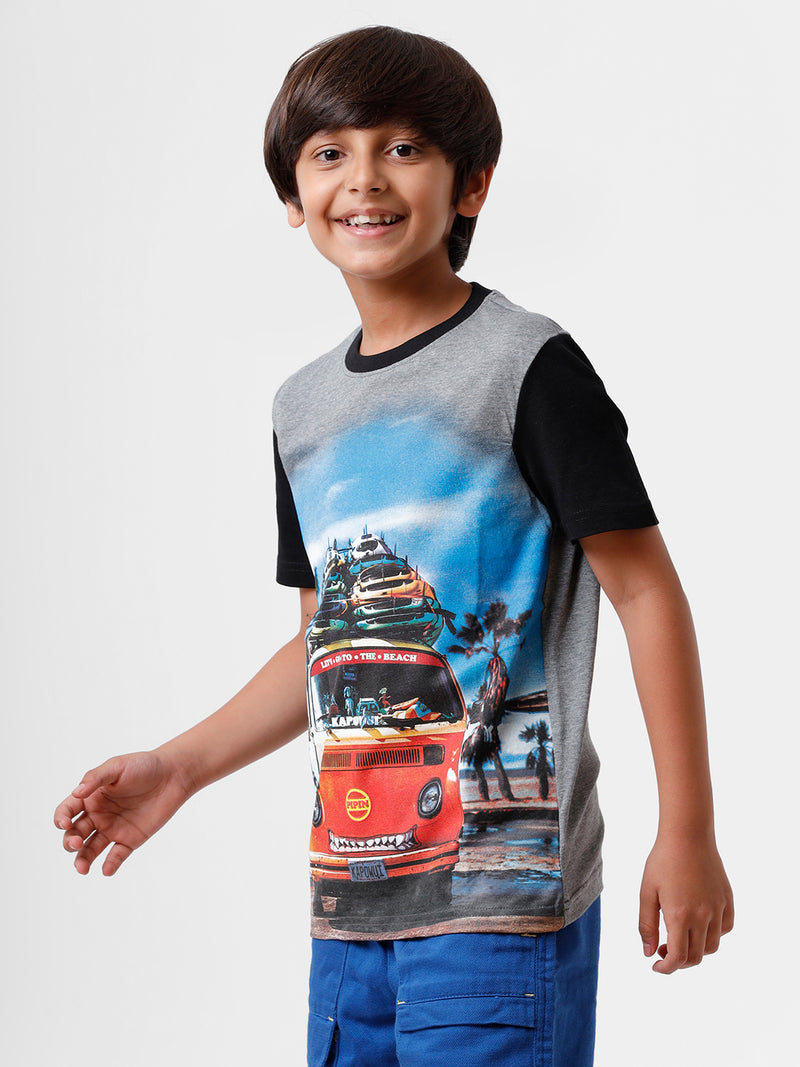 Kids - Boys T-Shirt Grey Melange - De Moza