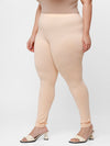 De Moza Ladies Plus Ankle Length Leggings Solid  Cotton Ivory - De Moza
