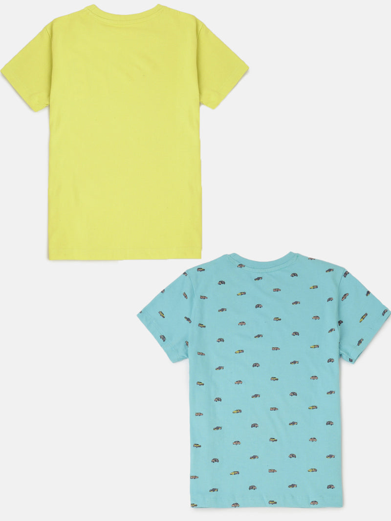 Pack of 2 Pipin Boys Printed T-shirts Light Blue&Light Green