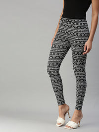 De Moza Women’s Printed Ankle Leggings Black