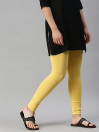 De Moza Women's Premium Ankle Length Leggings Solid Cotton Yellow - De Moza (6679540432959)