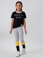 Kids – Girls Printed Ankle Leggings Grey Melange