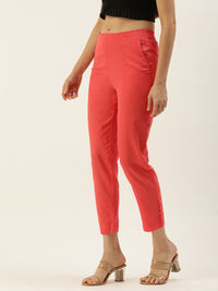 De Moza Women's Cigarette Pant Coral