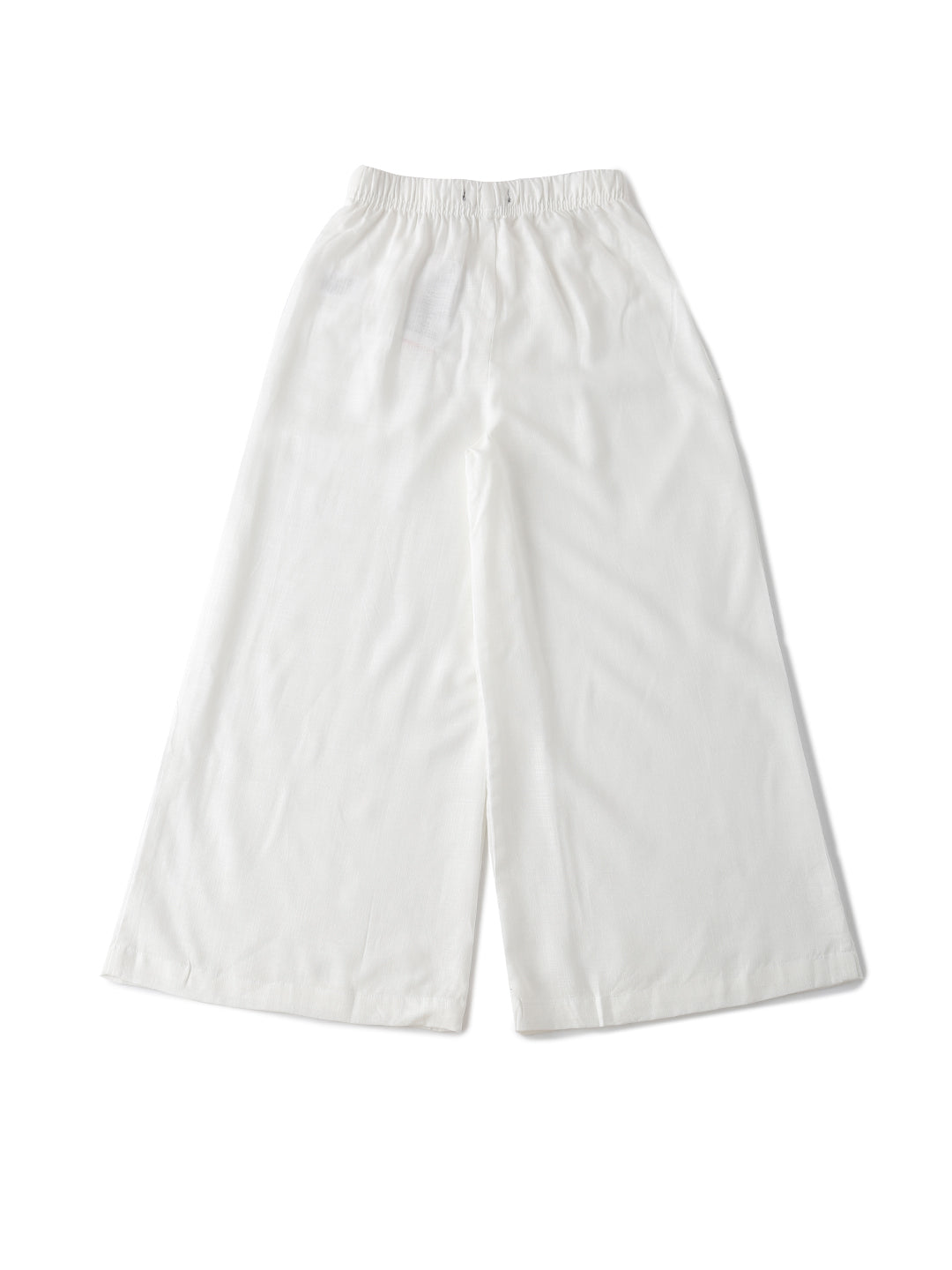 De Moza Kids - Girls Palazzo Woven Bottom Solid Rayon Offwhite - De Moza (6595158605887)