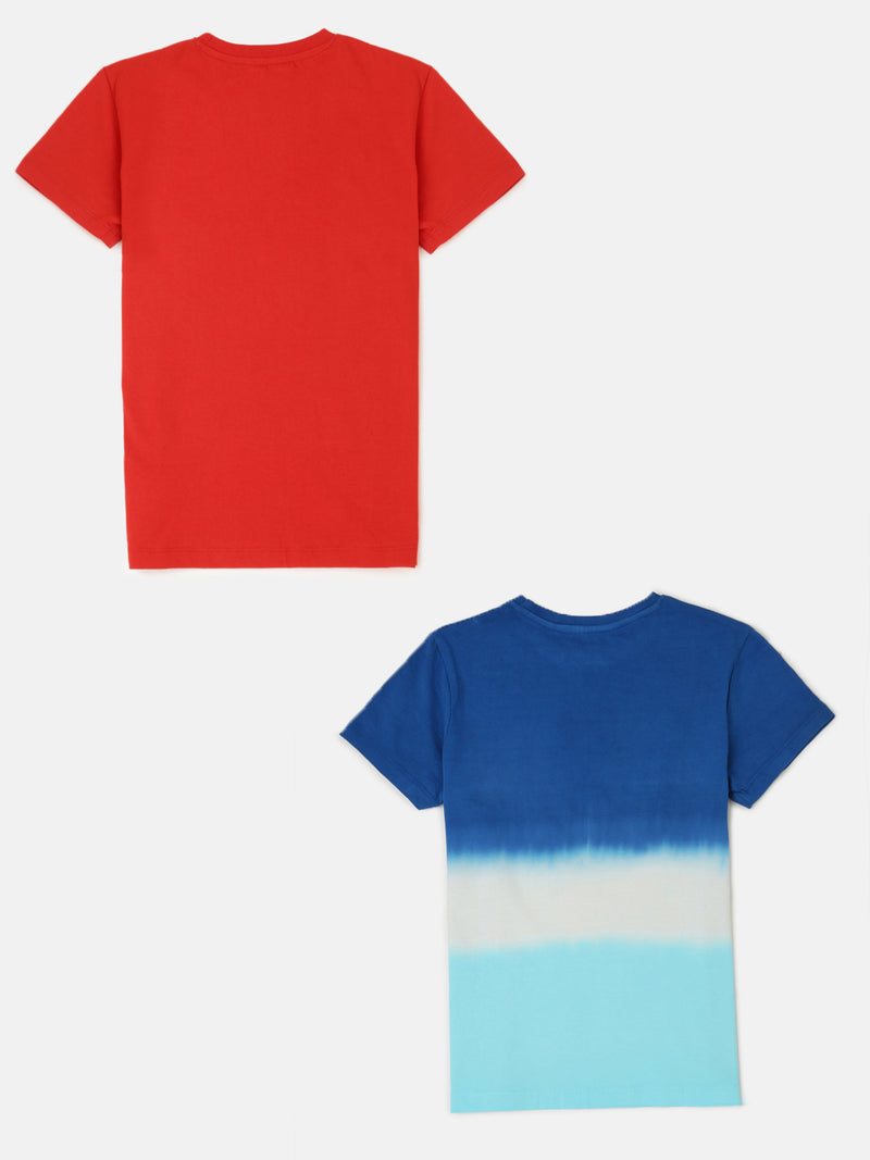 Pack of 2 Pipin Boys Printed T-shirts Light Blue & Red