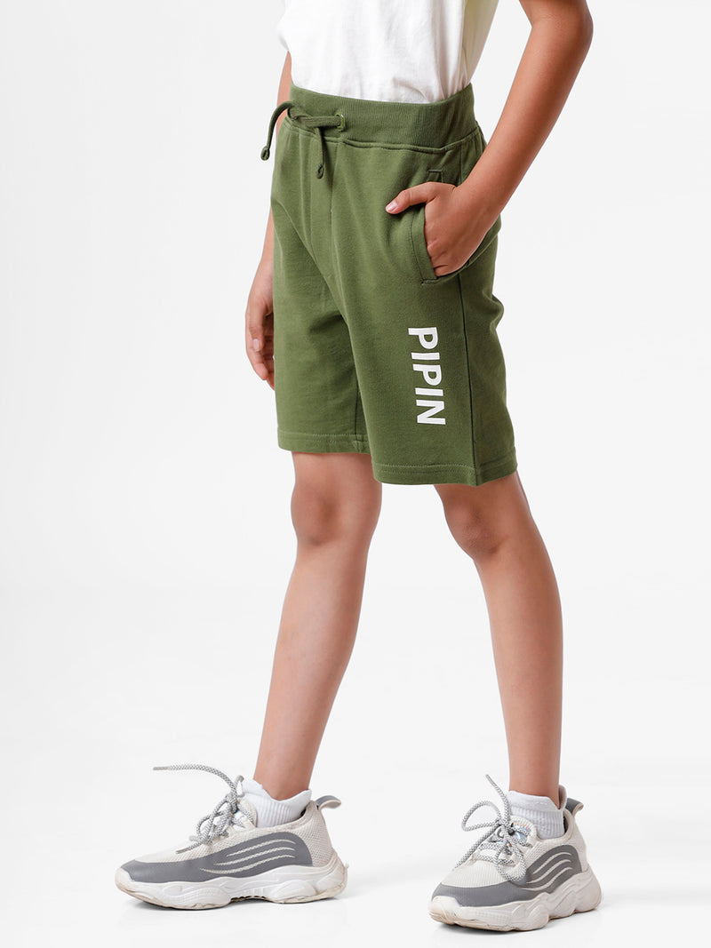 Kids - Boys Printed Shorts Olive Green