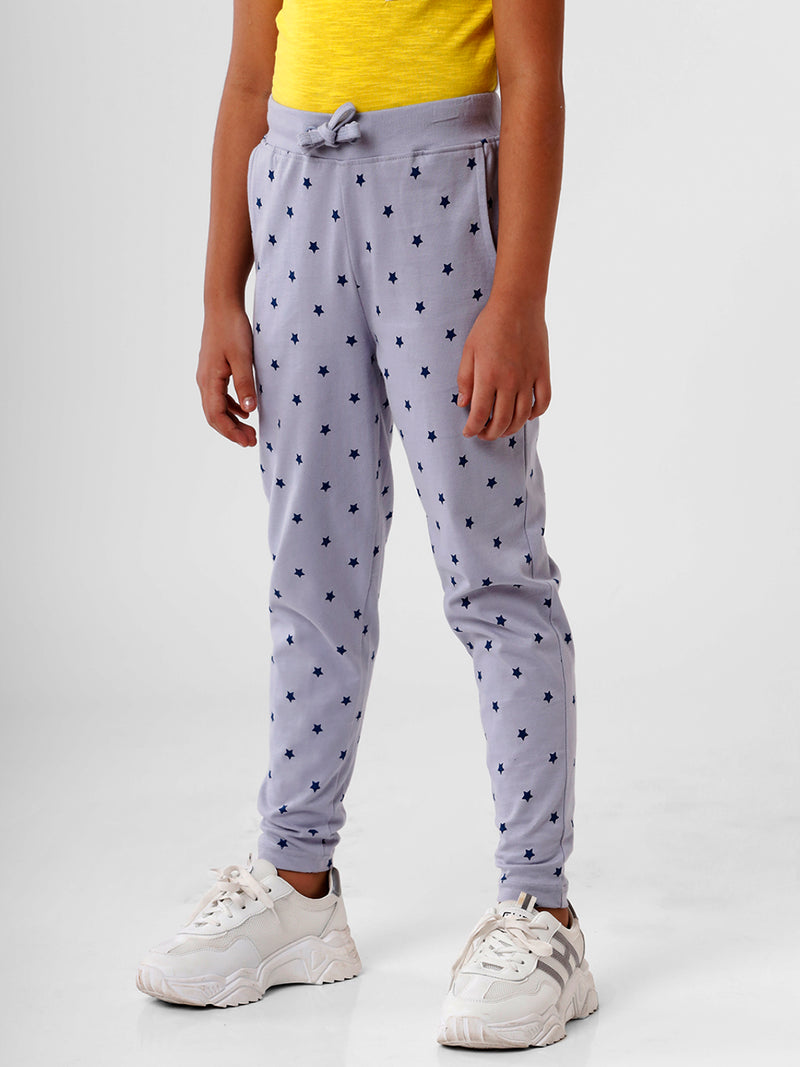 Kids – Girls Printed Straight Pant Violet Grey