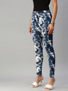Ladies Printed Active wear Leggings Dark Indigo Blue