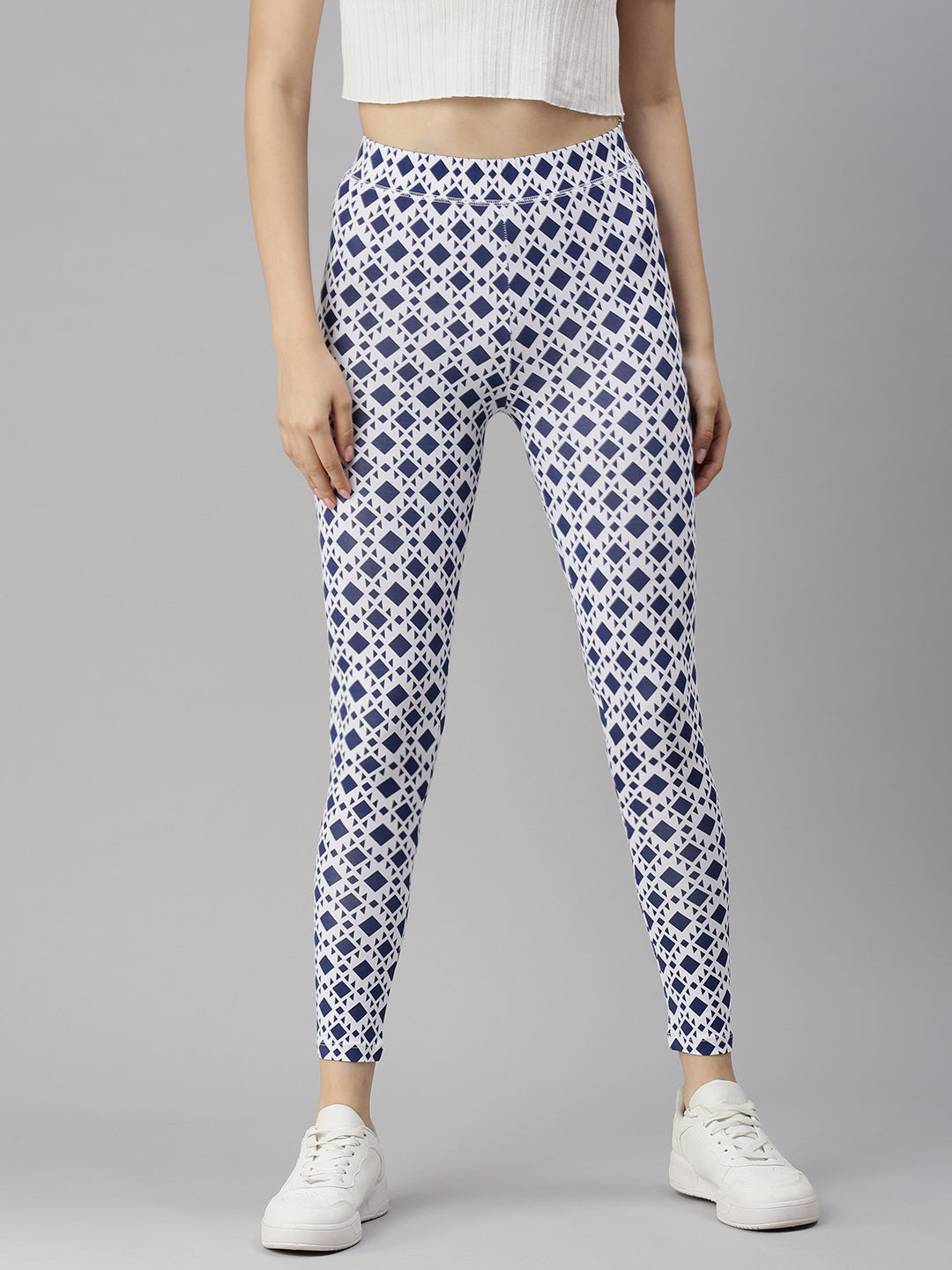 De Moza Ladies Printed Leggings Navy Blue