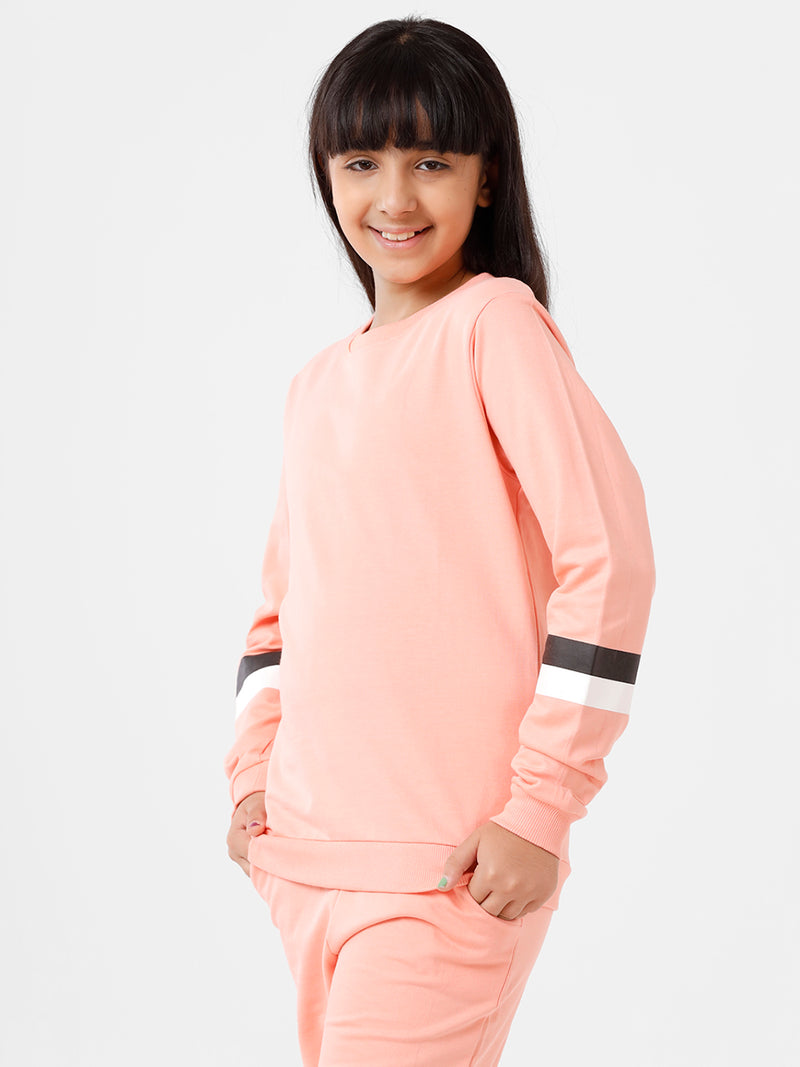 Kids - Girls Printed Sweatshirt Peach