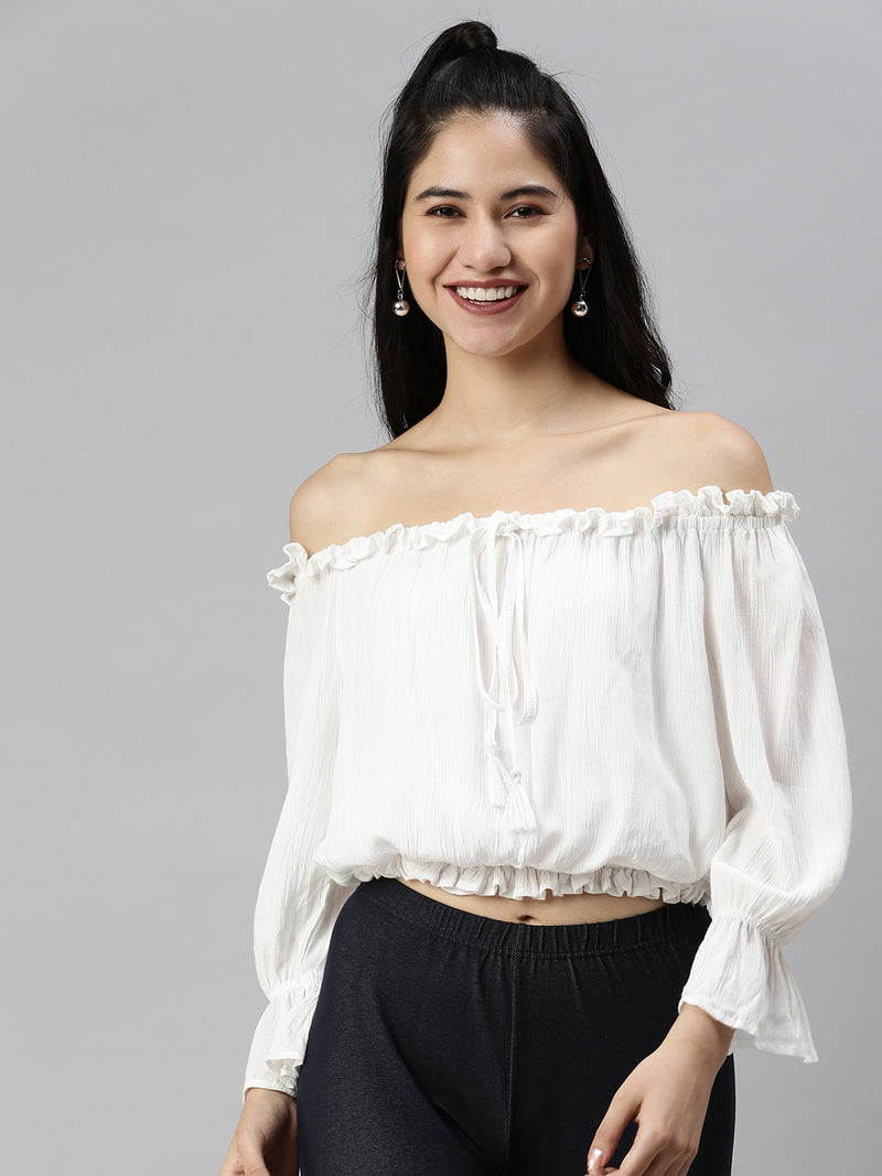 De Moza Women's Crop Top White