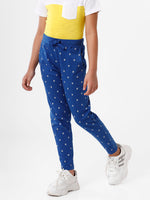 Kids – Girls Printed Straight Pant Navy Blue