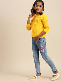 PIPIN Girls Sweater Sweat Shirt Solid Cotton Yellow - De Moza