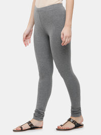 De Moza Ladies Churidar Leggings Solid Cotton Anthra Melange - De Moza