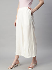 De Moza Womens Crop Palazzo Offwhite