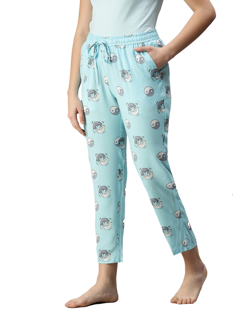 De Moza Ladies Printed Pyjama Pant Blue