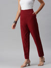 De Moza Women's Cigarette Pant Maroon