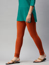 De Moza Ladies Leggings Ankle Length Solid Cotton Rust - De Moza