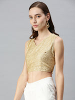 De Moza Women's Ethinc Blouse Solid Polyester Light Gold - De Moza