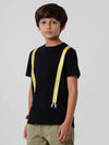 Kids - Boys Printed Half Sleeve T-Shirt Black