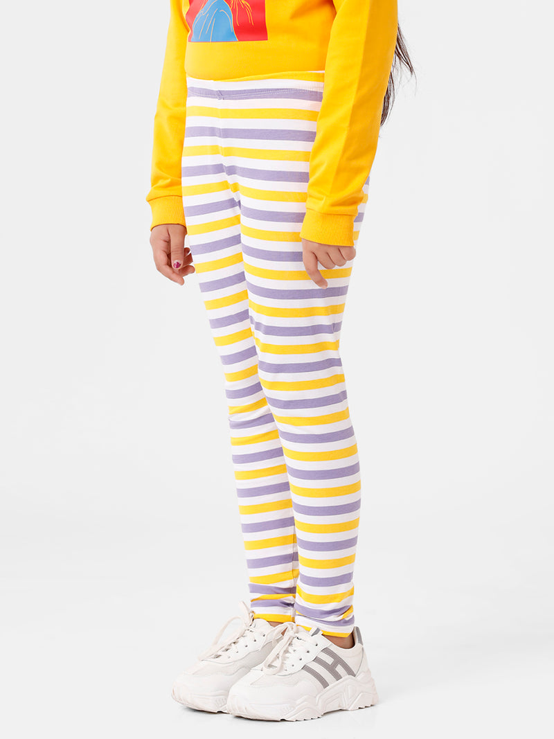 Kids – Girls Printed Ankle Leggings Yellow
