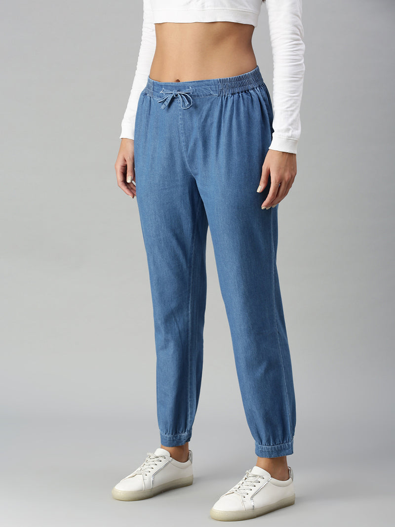 De Moza Ladies Harem Pant Mid Enzyme Blue