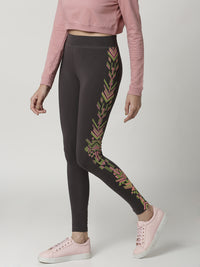 De Moza -  Ladies Printed Ankle Length Leggings Dark Grey - De Moza (4332601737279)