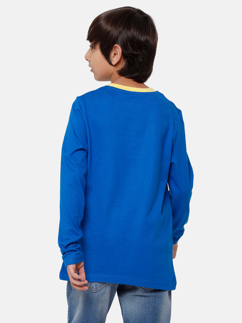 Kids - Boys Printed Full Sleeve T-Shirt Lapis Blue