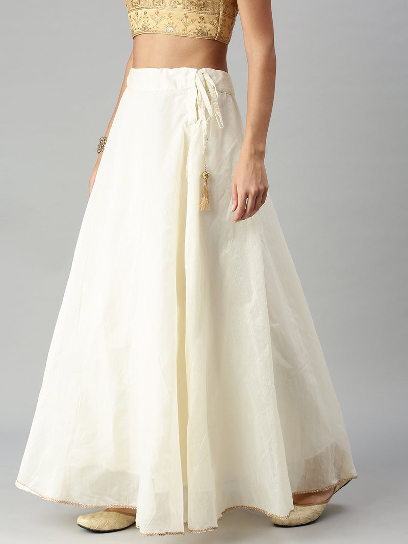 De Moza Ladies Skirt  Solid Polyester Offwhite - De Moza