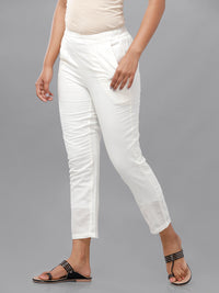 De Moza Women's Cigarette Pant Offwhite