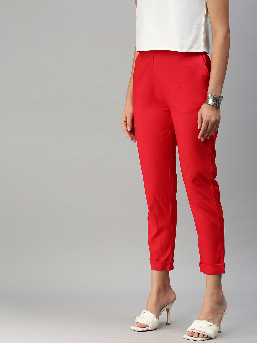 De Moza Women's Cigarette Pant Red