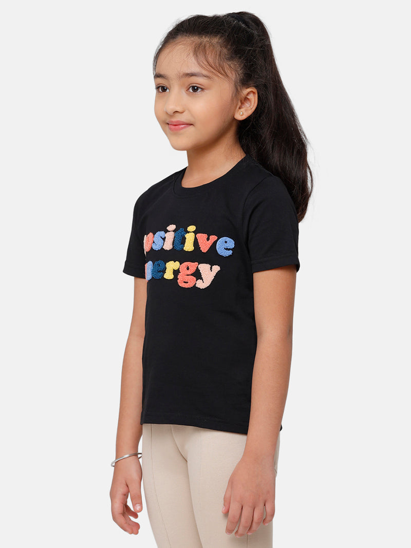 Kids - Girls Printed Top Black