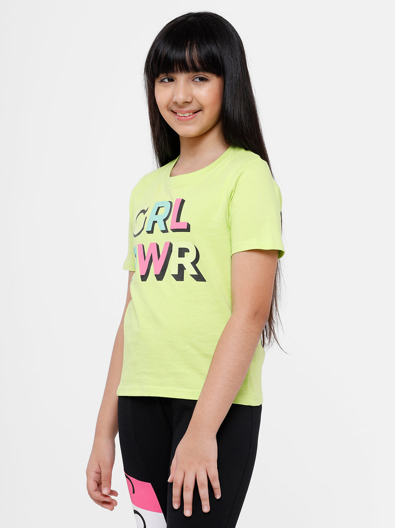 Kids - Girls Printed Top Green Glow