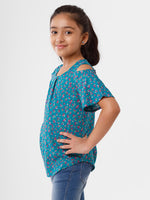 Kids - Girls Printed Top Teal