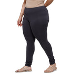 De Moza Women Plus Size Churidar Leggings Solid Dark Grey