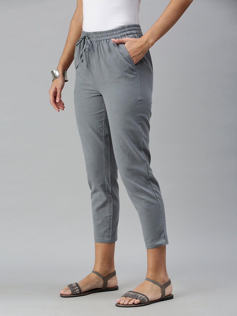 De Moza Ladies Straight Pant Grey