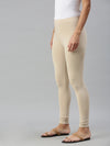 De Moza Ladies Ankle Length Leggings Solid Cotton Sand - De Moza