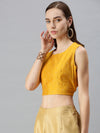 De Moza Women's Printed Blouse Mustard