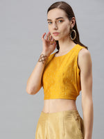 De Moza Women's Printed Blouse Mustard