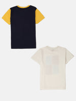 Pack of 2 Pipin Boys Printed T-shirts Offwhite & Deep Blue