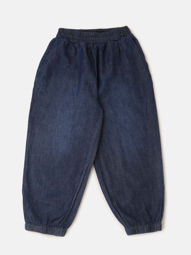 PIPIN Girls Jeans Solid Cotton Mid Blue - De Moza