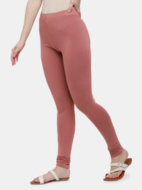 De Moza Ladies Churidar Leggings Solid Cotton Dark Peach - De Moza