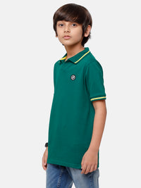 Kids - Boys Printed Half Sleeve T-Shirt Bottle green