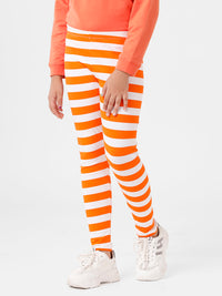 Kids – Girls Printed Ankle Leggings Orange