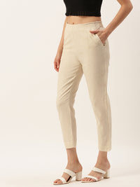 De Moza Women's Cigarette Pant Beige