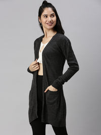 De Moza Womens Regular Length Shrug Solid Acrylic Black - De Moza