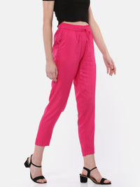 De Moza Ladies Pajama Pant  Solid Rayon Fuchsia - De Moza