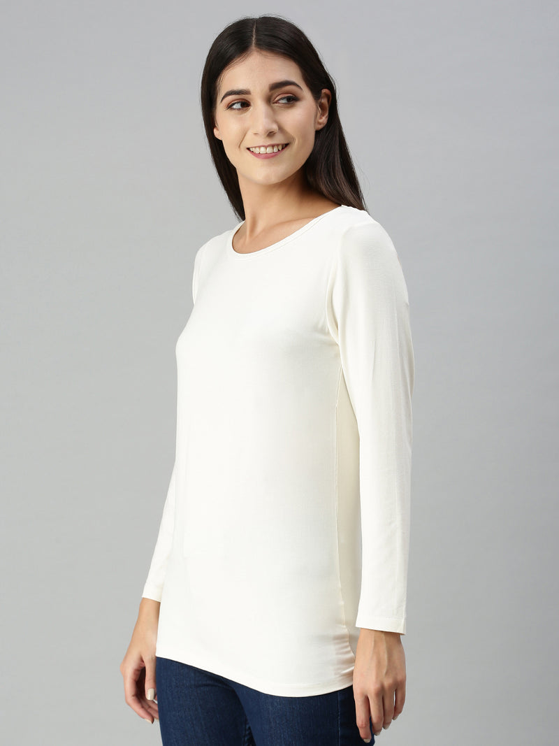 De Moza Ladies Full Sleeve Active-T-Shirt OffWhite